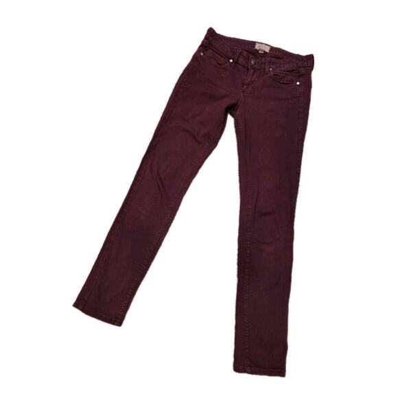Paige Peg Skinny Jeans 27 Stretch Deep Red Burgundy Wash Mid Rise Retails $185 - Picture 2 of 5